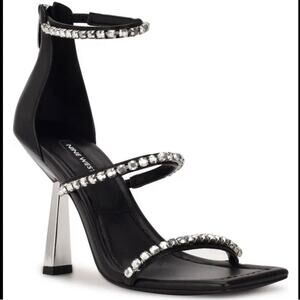 Nine West Black Heels with Silver Accents